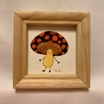  ミニ額　原画 「みずたま模様のきのこさん」