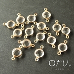 [S1909-5] 【14個】 アクリルストーンチャーム 2カン付き つなぎパーツ ブレスレットパーツ ゴールド 金