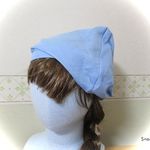 ケア帽子　ガーゼ　ブルー　バンダナ帽子　医療　抗がん剤　プール入浴後にも 　G04