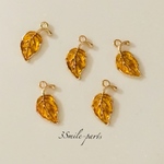 charm#2 リーフ 葉 黄色 チャーム 5pcs