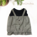 重ね着風サロペットワンピ💕  犬服、犬服ハンドメイド、小型犬服、フレブル服、フレンチブルドッグ服、パグ服、ワンピース、誕生日プレゼント