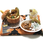 hand made ミニチュア ドールハウス     ハロウィン🎃パンプキンカレーセット