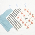 ガーゼループタオル＊フラミンゴ水色