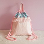 パステルカラーなフリルのナップサック･pink（受注制作）