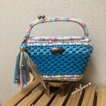  がま口 水色系❤︎ズパゲッティポーチ