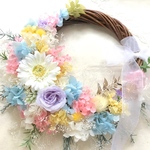 パステルカラーのナチュラルリースブーケ  ＊ギフト ウェディング  