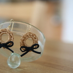 リボン×かぎ編みピアス