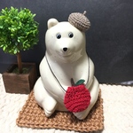 【再販】しろくま貯金箱  🍎りんごバックとベレー帽