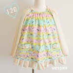 ラスト１点★スモック［120サイズ］wakuwakulife*レインボー♡フリルつき