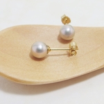 *K14GF***P38高品質淡水パール（ピンクシルバー色6ｍｍ）☆ピアス