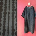 北欧・丸ストライプゆったりワンピース　グレー 