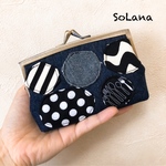 一点物◇親子がま口財布◇モノクロ丸◇がま口ポーチ◇デニム