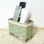 【オーダー不可カラー】リモコンラック（スモーキーリーフ×茶×レース×タグ）