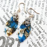 【再販】ブルーマーブルとスワロフスキーのピアス