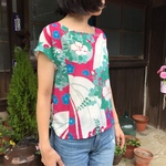 着物リメイク アンティーク着物のTシャツブラウス