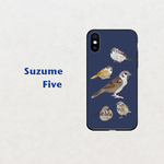 【スズメFive】ネイビー　 スマホケース　iphone android ほぼ全機種対応