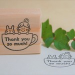 ラバースタンプ☆ウサギ女の子ティカップ　G-48-37
