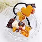 お菓子のヘアゴム  ビスケット&チョコとくまグミ  2点セット  chocolate  フェイクスイーツ