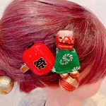お得２点セット☆人気☆獅子舞☆ちょうちん☆提灯髪飾り☆お祭り髪飾り☆畳縁☆成人式☆
