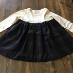 SALE100㎝オフホワイトT×ブラウン系チェックスカート切替ワンピース