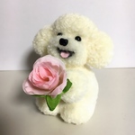 aopota様専用　お花トイプードル（ピンクのバラの造花付き・純毛アイボリー）