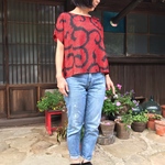着物リメイク 絞り羽織のTシャツブラウス