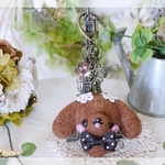 ご予約品☆選べるイニシャル*羊毛ダックス*キーホルダー