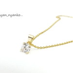 上品に輝く♪1粒ジルコニアのステンレスネックレス/ゴールド/金属アレルギー対応