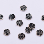 送料無料40個 デコパーツ 薔薇 17×17mm アクリル エポ付 ブラック  as792