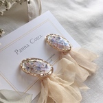 【送料無料!】オーバルのお花タッセルイヤリング♡ピアス♡