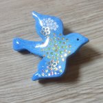 ◇183　🎆夏空の花火　セロリアンブルー🐦小鳥のブローチ