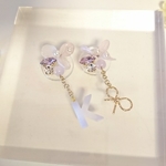 お花のビジューキラキライニシャルピアス¨̮♡パープル受注生産