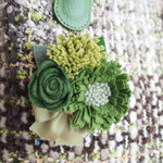 コサージュ　欧州フェルトのお花３WAYブローチ・若草色(完成品)