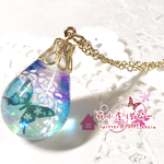 花蝶の雫  ネックレス（水色）