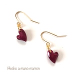 ワインレッドのハート ピアス/イヤリング