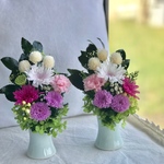 プリザーブドフラワーの仏花  カーネーションと小菊一対