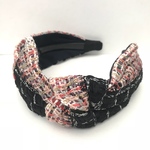 LINTON TWEED♡ブラック×レッド♡結びサイドリボンカチューシャ♡幅広