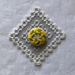 「ミモザのリース」刺繍ブローチ 刺繍ヘアゴム