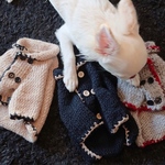 犬服＊手編みニットカーディガンコート