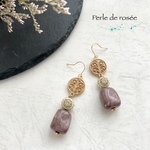 ドイツ製アクリルの秋ピアス/イヤリング  ＊オールドローズ＊