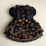 可愛いハロウィンナイト柄とサテンのフリフリスカートワンピ＊ブラックバージョン