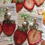 ぷっくりスライスいちご ピアス、イヤリング🍓
