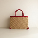 網代編みのかごバッグ（ナチュラル／レッド）