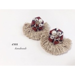 再再再再再販！クリアレオパード×グレージュピアス