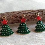 Xmas♪　クリスマスツリーのチャーム　緑10個セット　C200