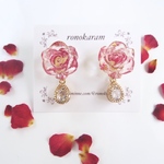 263.rose in the rose 3 キュービックジルコニア ピアス◇イヤリング変更可 薔薇