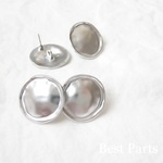 4pcs ピアスパーツ ラウンド マットシルバー