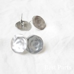 6pcs ピアスパーツ 変形ラウンド マットシルバー