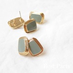 6pcs ピアスパーツ レトロ レクタングル ダスティグリーン
