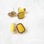 4pcs ピアスパーツ レトロ レクタングル イエロー